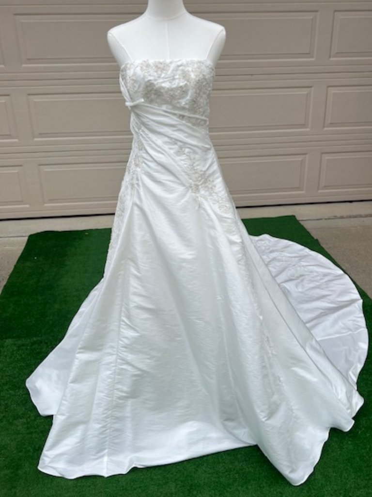 Nwt Maggie Sottero Bridal Gown Diamond White/Oyster Taffeta - Size 10